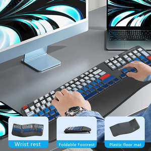 คีย์บอร์ดแยกส่วน JOMAA แบบ Ergonomic พร้อมที่รองข้อมือและฝ่ามือแบบนุ่ม คีย์บอร์ดไร้สาย 2.4G ขนาดเต็ม สำหรับคอมพิวเตอร์ Windows และแล็ปท็อป - Product Image 2