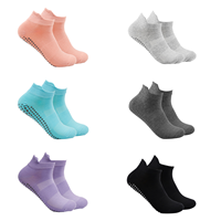Chaussettes de yoga et de Pilates antidérapantes en coton 200N ultra premium pour femmes - Chaussettes respirantes avec grip en silicone pour barre, fitness et entraînement, coupe basse