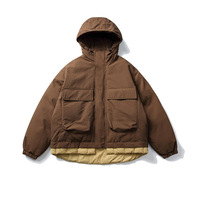Manteau matelassé tendance de style japonais à trois poches, effet deux pièces, pour l'hiver