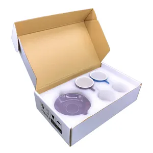 Stoviglie tazza da caffè confezione regalo Bubble Mailer Set di posate scatole di carta vuote scatola da tè e piattino scatola ondulata per vetro