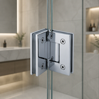 KAIENDI Charnière de porte de douche moderne en laiton massif chromé pour porte en verre sans cadre, fixation murale, accessoire de salle de bain, garantie 2 ans