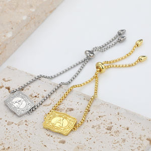 FY letras de moda colgantes mujeres hombres collares de acero inoxidable gran capital monograma rectángulo inicial letra colgante collar - Product Image 6