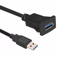 Kabel Ekstensi USB 3.0 Panel Flush Mount, Male ke Female, Sekrup, Pengisian Cepat 5A, 1m untuk Mobil, Truk, Kapal, Dashboard