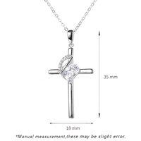 Nouveau collier en argent sterling 925 avec chaîne à maillons Jésus, plaqué rhodium, pendentif croix crucifix en forme de cœur, diamant moissanite VVS, chrétien