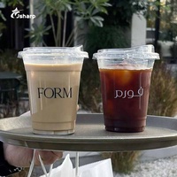 Gobelets en plastique PET transparents jetables avec couvercles, personnalisables avec logo, 12, 14, 16, 18, 20, 24 oz, pour café glacé et boissons froides à emporter
