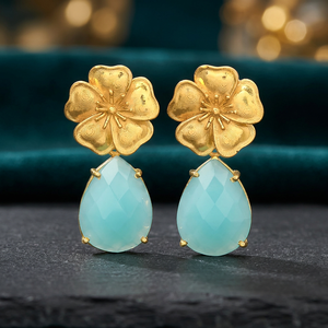 Pendientes de Latón al por Mayor Hechos a Mano con Piedras Preciosas Étnicas Marca Rajasthan Chapados en Oro de 18k y Oro Rosa Unisex - Product Image 3