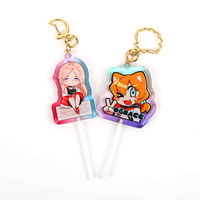Vograce – porte-clés personnalisé en acrylique transparent avec Logo de dessin animé, porte-clés de sucette, porte-clés holographique
