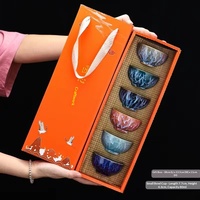 En gros, Ensemble de tasses et bols à thé Jian Zhan de grande taille, style chinois, motif Œuf de Dragon aux couleurs de four changeantes et aux cinq éléments