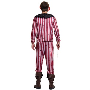 Costume de Clown Effrayant pour <span class=keywords><strong>Homme</strong></span> - Combinaison Rayée Rouge et Blanche pour Halloween - Product Image 5