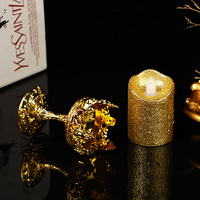 Bougies LED sans flamme réutilisables à paillettes dorées, bougies scintillantes à poudre dorée pour la décoration de la maison, les mariages, Halloween