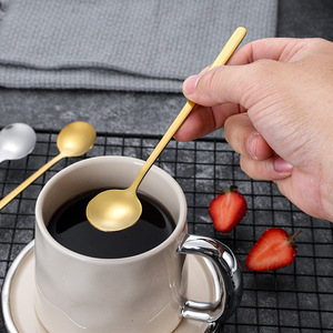 Vàng thép không gỉ dài-xử lý muỗng 10ml cà phê khuấy Muỗng cho hộ gia đình bán buôn kim loại dao kéo - Product Image 2