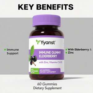 Gommes à l'extrait de sureau de soutien immunitaire quotidien de marque privée avec vitamine C et D3 renforcent l'immunité Gummies aux baies de sureau - Product Image 4