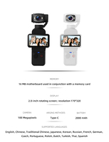 Caméra d'action DJ02 avec écran rotatif de 2,0 pouces, support trépied gratuit, enregistrement en boucle, mise au point constante, caméra sport pour le vlogging