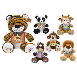 Peluche animale assise de 32 cm avec t-shirts assortis - Product Image 1