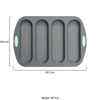 Moule à pain français en silicone, 4 cavités, plaque de cuisson pour baguette avec trous d'aération, réutilisable, compatible four et lave-vaisselle, outil de fabrication de pain