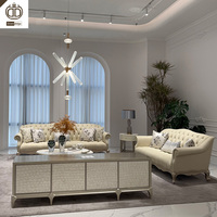 Ensemble de canapés de luxe pour salon français 1, 2 et 3 places, mobilier de villa classique européen, ensemble de canapés en tissu de luxe avec table basse