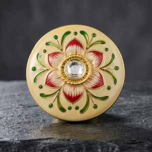 Boutons de luxe personnalisés en laiton, émail crème, faits à la main, motif floral Kundan Meenakari, cristal, pour homme, pour Sherwani, mariage, anniversaire - Product Image 5