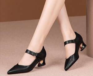 Sandales pour femmes, mode estivale, escarpins à <span class=keywords><strong>bout</strong></span> <span class=keywords><strong>pointu</strong></span>, boucle à une ligne, talons épais moyens - Product Image 5