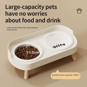 Bols d'alimentation en céramique pour animaux de compagnie Bols doubles protègent les vertèbres cervicales contre les renversements et les éclaboussures - Product Image 5