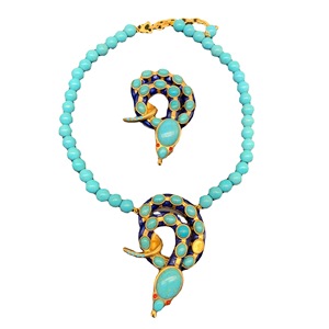 Nuova spilla medievale blu pesante grande elegante pietra vera collana turchese Set di <span class=keywords><strong>gioielli</strong></span> Shopping per <span class=keywords><strong>gioielli</strong></span> Online - Product Image 5