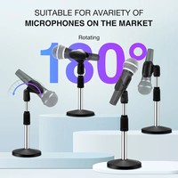 Clip antidérapant détachable support de micro de bureau en métal robuste avec support de microphone de table à montage sur disque court réglable