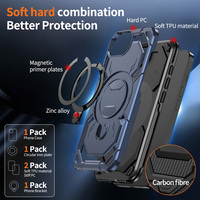 Protection Premium Anneau Métallique Support Béquille Armure TPU PC 2 en 1 Housse Magnétique Robuste pour iPhone 16 E 17 16 15 Pro Max