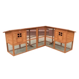 Poulailler d'angle en bois d'extérieur avec un design respirant et écologique, câblé pour les petits animaux - Product Image 1