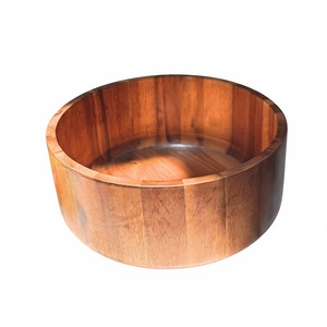 <b>Wooden</b> Salad Bowl Natural Mixed Pattern Big Size Hand Wash Only Eco Friendly Anti Bacterial <b>Utensil</b> Made in Vietnam - Product Image 1