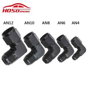 Adaptateur de tuyau coudé à 90 degrés Hoso Racing An4 An6 An8 An10 An12 en aluminium pour système de refroidissement - Product Image 1