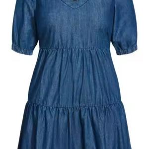 เดรสผู้หญิงไซส์ใหญ่สไตล์ใหม่ปี 2025 แบบเซ็กซี่ ลายเรียบ สำหรับใส่ทำงาน แขนพองทรงหลวม - Product Image 3