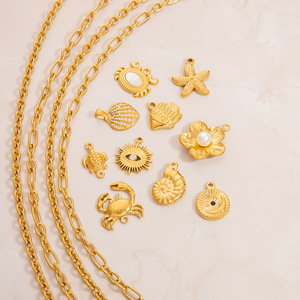 Stainless Steel DIY Jewelry Charms Ocean Series Starfish <b>Crab</b> Pendant 18K Gold Color Necklace Accessories For Everyday Wear - Product Image 4