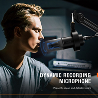 Kit de Podcast Fifine KSH2 Microphone Dynamique XLR Interface Audio USB Carte Son Studio d'Enregistrement Carte Son Audio Casque Moniteur