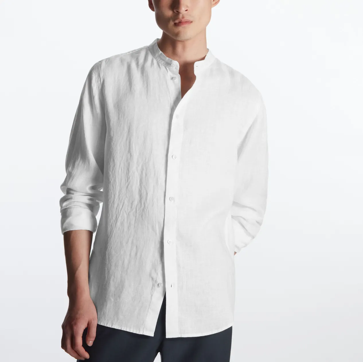 Chemise pour hommes, en lin italien, personnalisé, blanc, respirant, pur coton, vente en gros, collection 100%