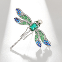XILIANGFEIZI Soldes Exceptionnelles Vente en Gros Broches Libellule en Émail, Zircon et Or 18K avec Perles d'Eau Douce Naturelles