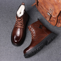 Chaussures rétro tendance automne-hiver, plateforme, lacets, mocassins, bottes de neige, dessus en cuir de vache, maille respirante, confort TPU