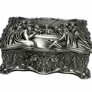 <b>Dropshipping</b> Shopify Vintage Embossed Metal Jewelry Box European Palace Carved Storage Case High End Organizer - Product Image 1