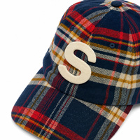 Gorra de Béisbol de Diseño de Alta Calidad, de Tela a Cuadros de Algodón, de 6 Paneles, con Logotipo Bordado en Tela
