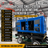 Générateur de soudage silencieux Ricardo Diesel 400A, soudeuse à arc mobile montée sur remorque, double sortie 60/50Hz 220V, structure en acier