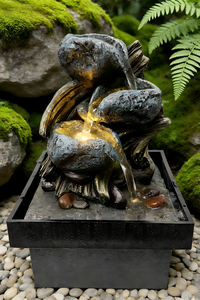 Fontaine d'eau sculpturale à effet <span class=keywords><strong>pierre</strong></span> pour table avec éclairage LED - Product Image 3