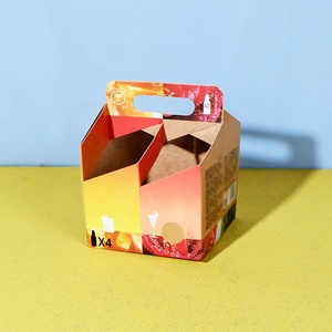 Hộp In Ấn Tùy Chỉnh Rỗng Gấp Tráng Kraft Các Tông Giấy 4 Chai Có Thể Năng Lượng Uống Đóng Gói Màu Mang Hộp Bao Bì - Product Image 1