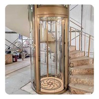 Ascenseur de villa, ascenseur domestique circulaire pour passagers avec hauteur de trajet personnalisée et plafond LED en acrylique