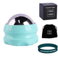Bola de masaje con hielo de acero inoxidable impresa con logotipo personalizado, rodillo criogénico, herramienta de recuperación muscular a precio de fábrica, cintura, cuerpo, muñeca, cuello y pie
