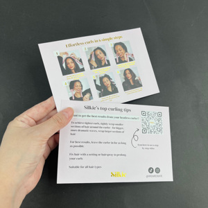 Carte de remerciement personnalisée avec instructions imprimées, carte insérée en papier couleur avec code QR et guide étape par étape pour l'emballage du produit - Product Image 2