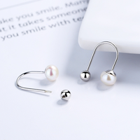 Boucles d'oreilles en forme de U avec perles, argent sterling 925, fermoir à vis minimaliste français