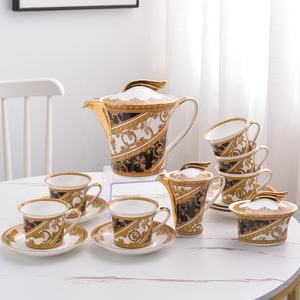 Promotion : 15 pièces – Service à café et thé en porcelaine fine dorée, style nordique royal - Product Image 6