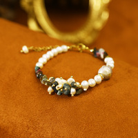 Collier et bracelet en perles de tourmaline naturelle, design bourgeon de fleur, perles baroques d'eau douce, pour jeunes filles, femmes, épouses, cadeau