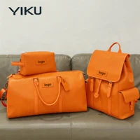 Sac de voyage YIKU personnalisé avec logo, fabricant de sacs de voyage classiques de luxe en cuir PU, grande capacité, ensemble de sacs de voyage avec sangle