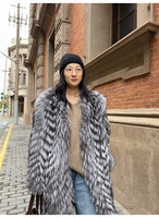 Manteau en fourrure de renard véritable naturelle, 100% fourrure de renard argenté véritable, veste chaude d'hiver, manteau en fourrure épaisse de luxe pour femmes