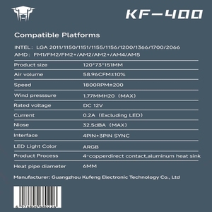 Hot Sale Jungle Leopard KF400 ARGB Light 4-polige Melaleuca-Spiegel temperatur regelung Luftgekühlter Kühler für den Desktop - Product Image 6