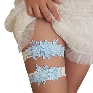 Nouveau <span class=keywords><strong>porte</strong></span>-jarretelles de mariée européenne américaine du fabricant <span class=keywords><strong>bleu</strong></span> dentelle fournitures de mariage occidental anneau de jambe élastique - Product Image 1
